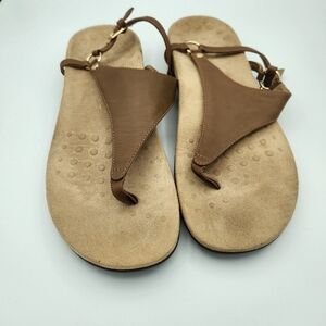 Vionic Kirra Womens Brown Leather Toe Post Open Toe Sandals Size 11